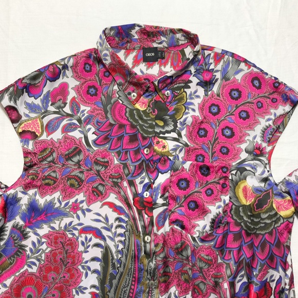 asos floral paisley print cold shoulder top-g2 - Picture 5 of 8